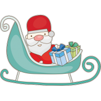 Санта Клаус в санях с подарками