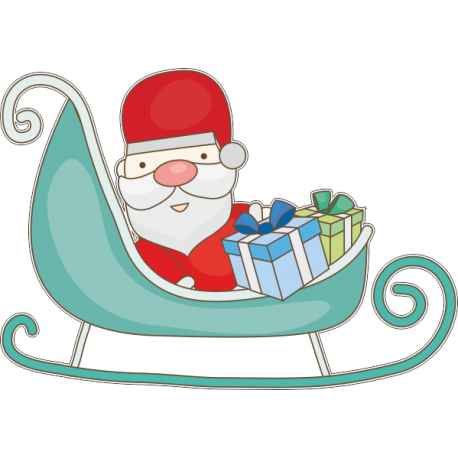 Санта Клаус в санях с подарками
