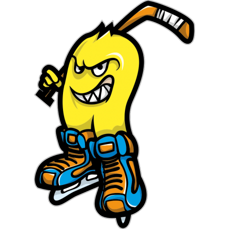 Персонаж-хоккеист на коньках с клюшкой