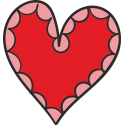 Красное сердце с розовым по краям