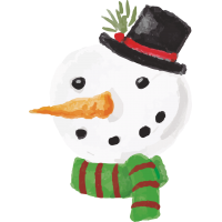 Снеговик в цилиндре и шарфе